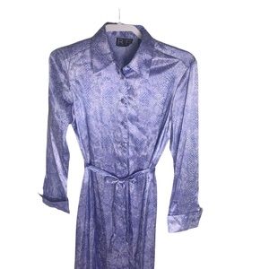Purple Snake Print Button Front Collar Dress